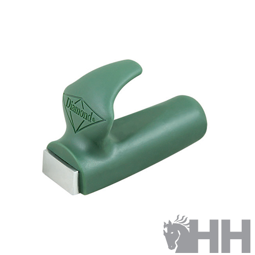 Afiador de facas verde com pega ergonómica e área metálica de afiação