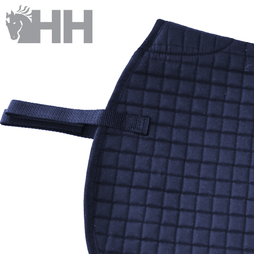 Manta de cavalo azul escura com padrão acolchoado e logótipo HH cinza