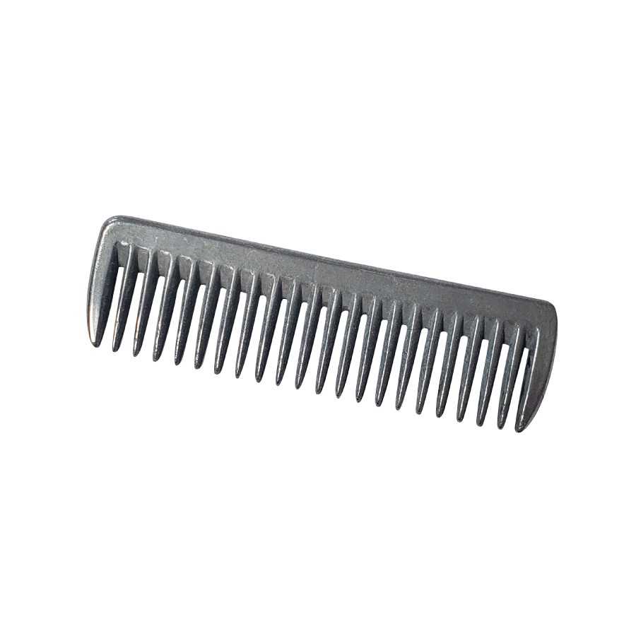 Pente preto de dentes largos em fundo branco