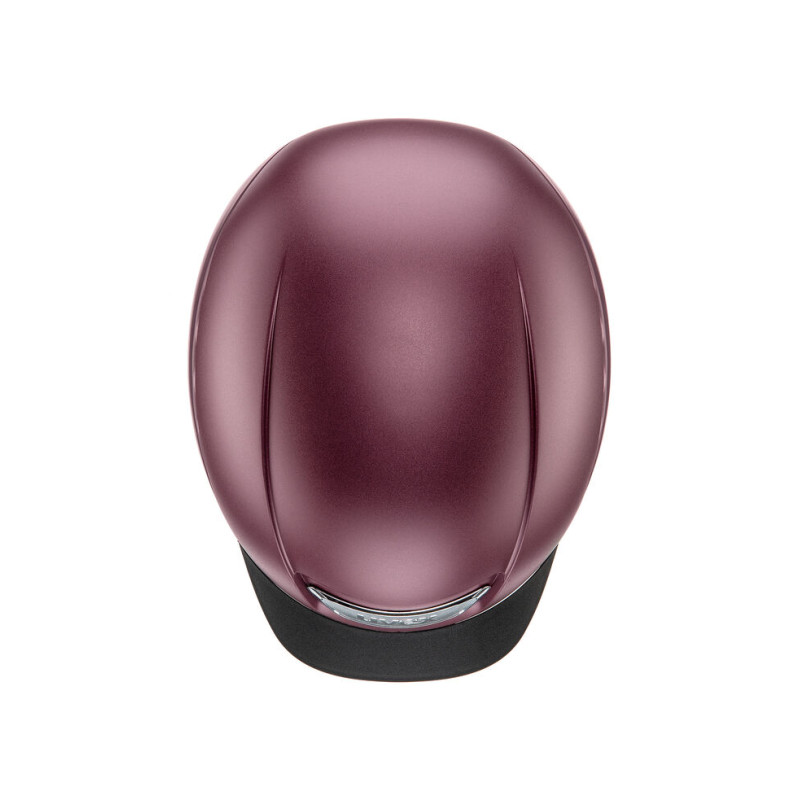 Capacete de bicicleta roxo metalizado com viseira preta