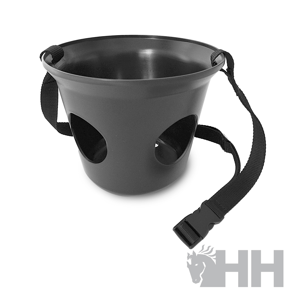Balde preto para equitação com alça ajustável e fecho