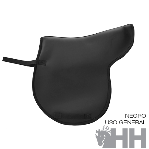 Almofada preta para sela equestre com faixas de fixação