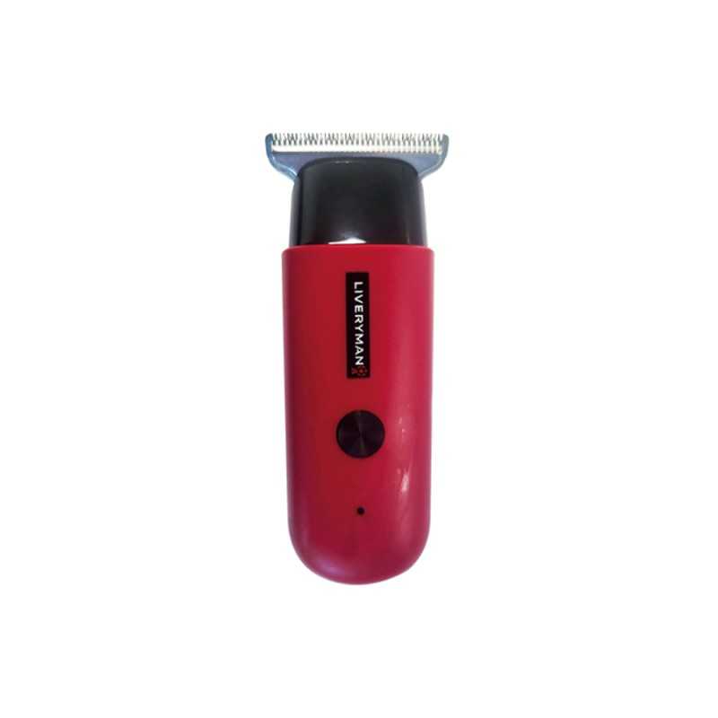 Aparelho de barbear elétrico vermelho com lâmina metálica