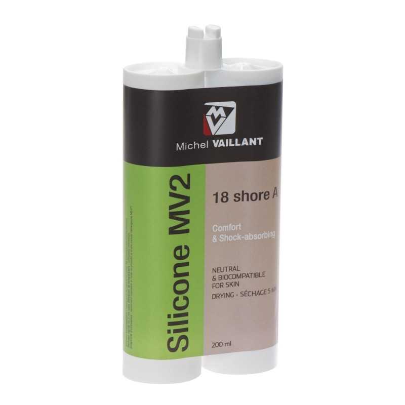 Embalagem dupla branca com rótulo colorido de produto de silicone Michel Vaillant