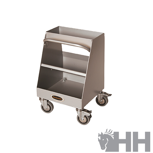 Carrinho móvel de aço inoxidável com rodas e duas prateleiras