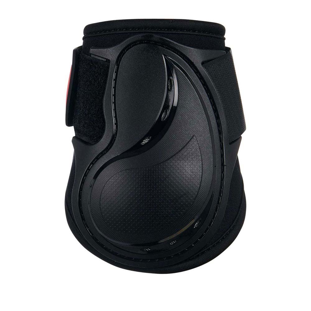 Protetor negro para casco de cavalo com fecho em velcro e relevo