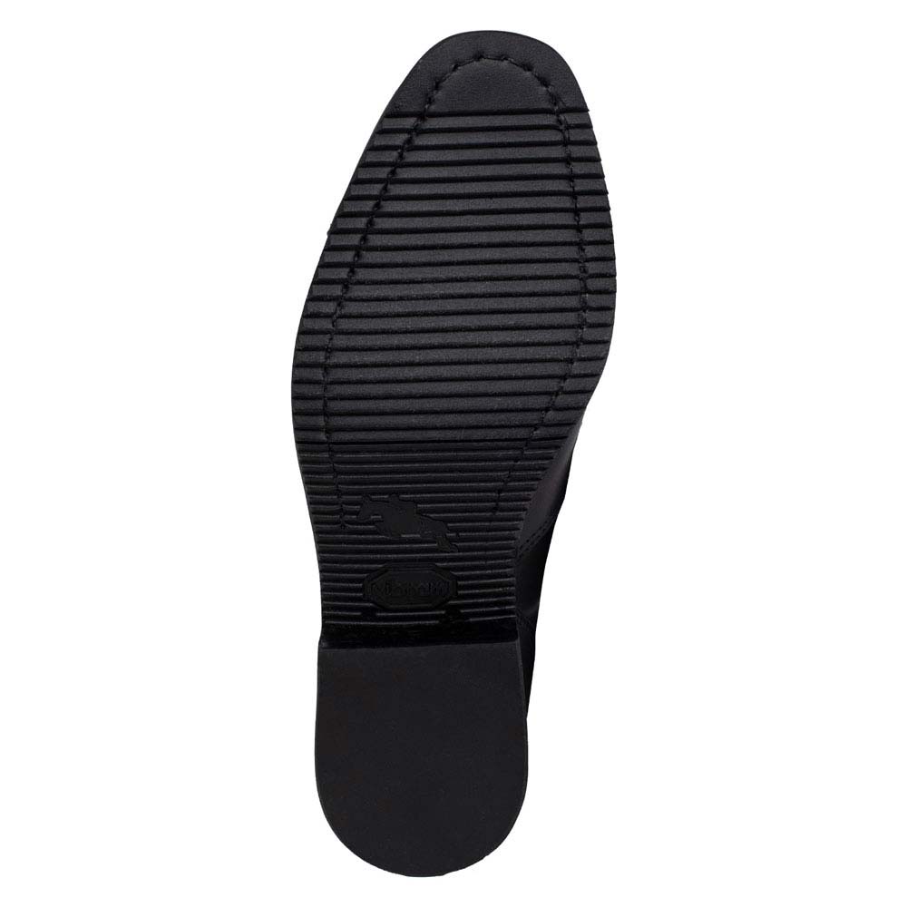 Sola preta de sapato com padrão listrado e logotipo Vibram