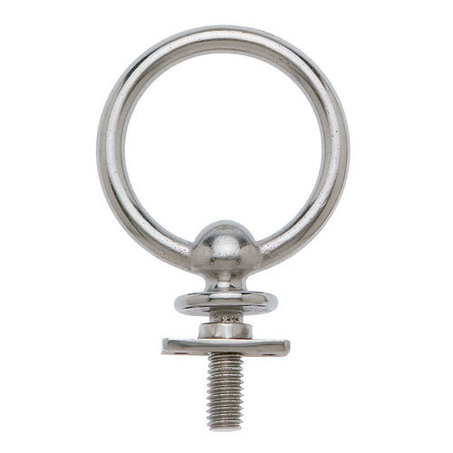 Anilha metálica prateada com anel circular e rosca
