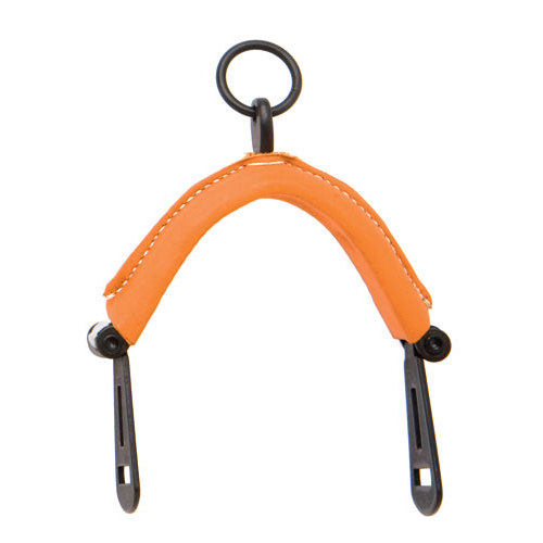 Afastador com acolchoamento laranja e partes metálicas pretas