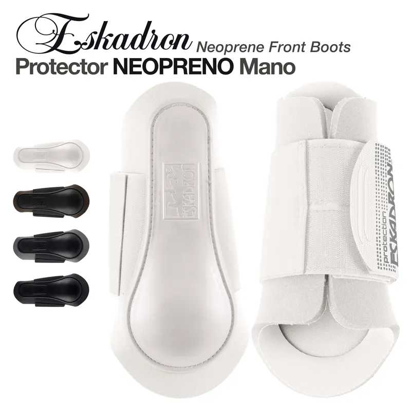 Botas frontais para equitação Eskadron neopreno branco com proteções e fechos ajustáveis.
