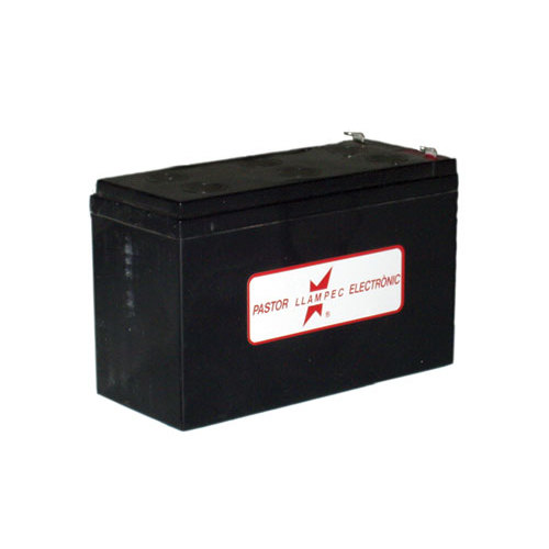 Bateria preta retangular com etiqueta Pastor Llampec Electronic
