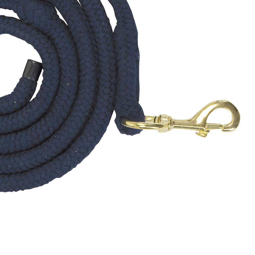 Trela azul escura com gancho metálico dourado