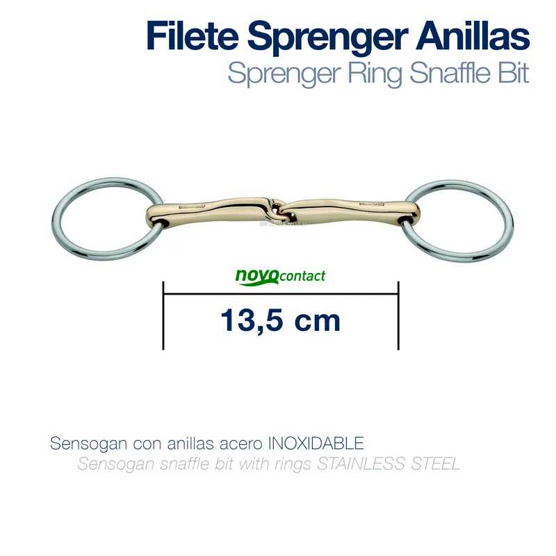 Freio Sprenger com anilhas em aço inoxidável com anéis, 13,5 cm.
