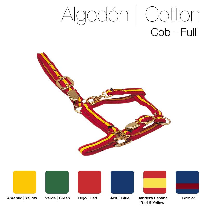 Peitoral para cavalo em algodão vermelho e amarelo com fivelas douradas