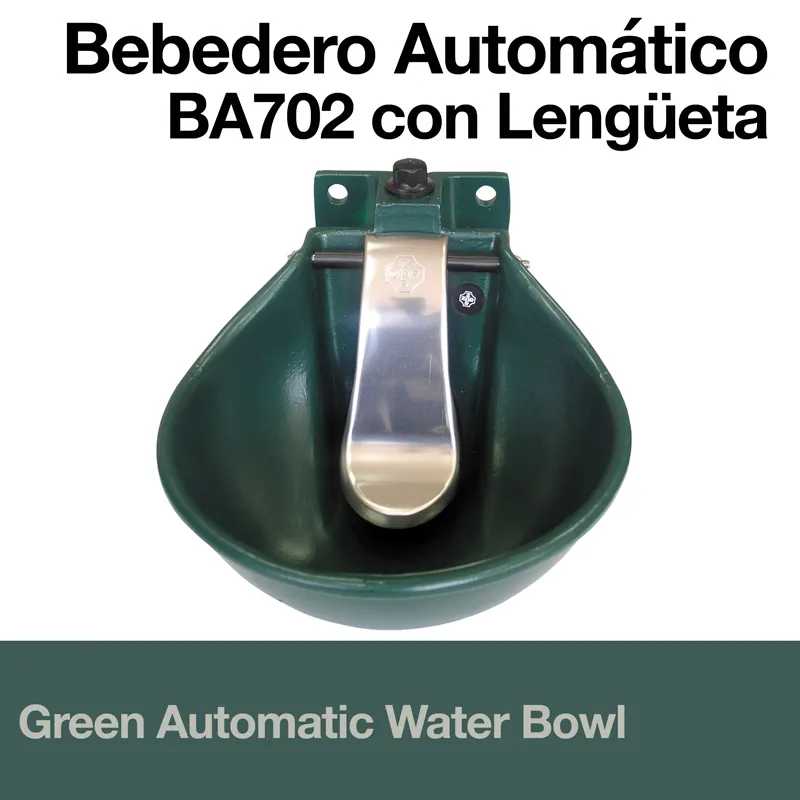 Bebedero automático verde com lengüeta metálica
