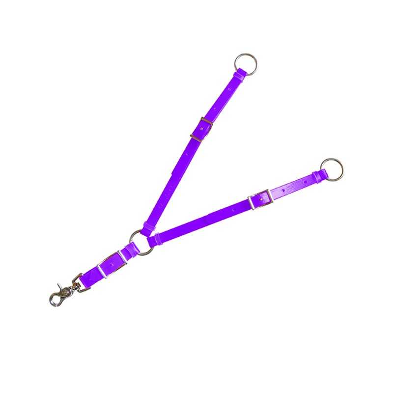 Correia dupla ajustável roxa com fivelas metálicas e fecho de mosquetão