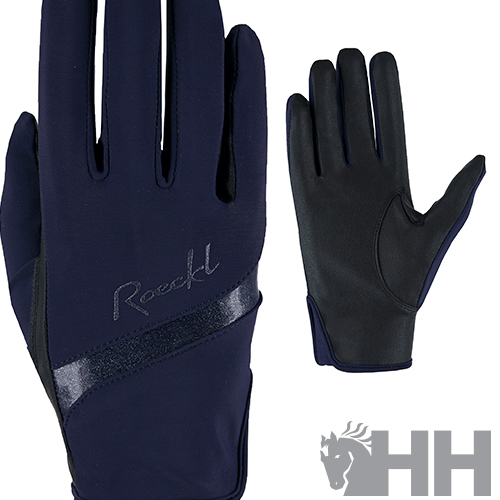 Luvas azuis e pretas com marca Roeckl