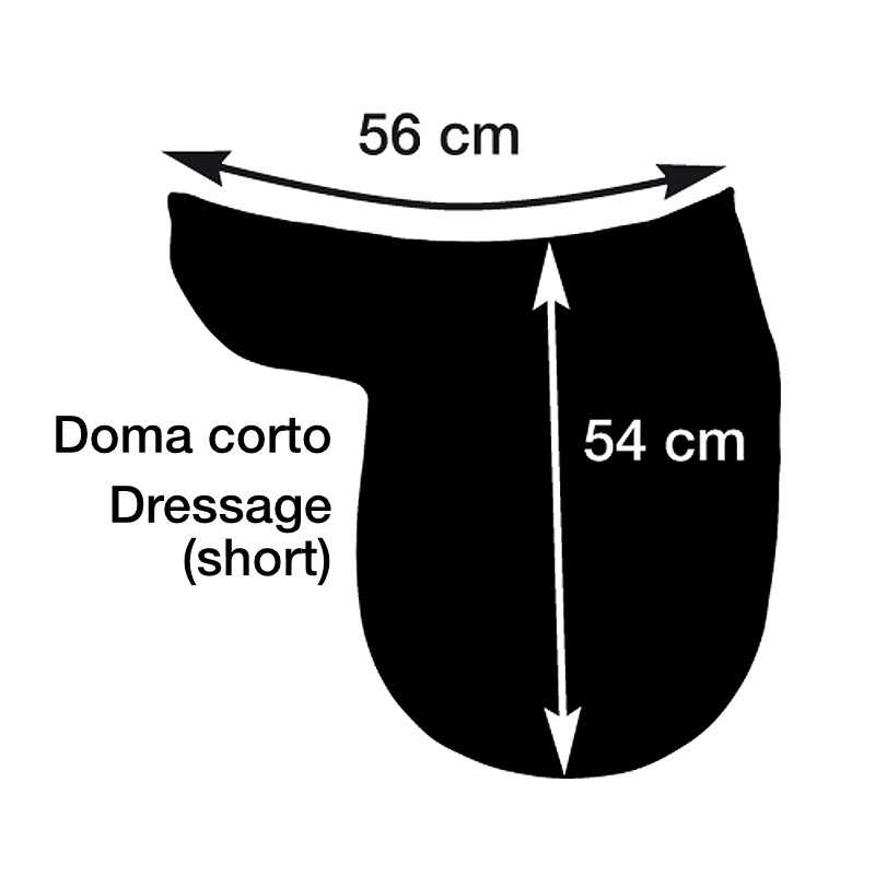 Desenho com dimensões da manta para sela de doma curto