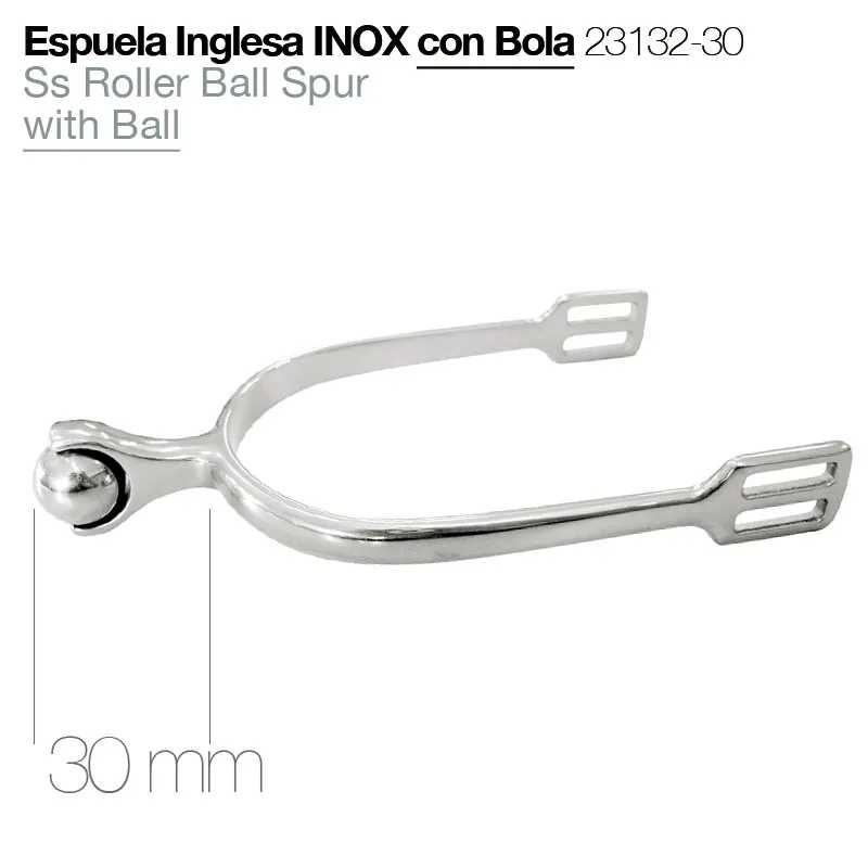 Espuela inglesa inox com bola prateada 30 mm