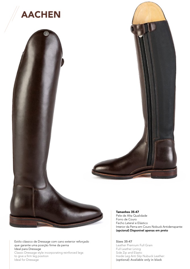 Bota clássica de dressage em pele castanha AACHEN