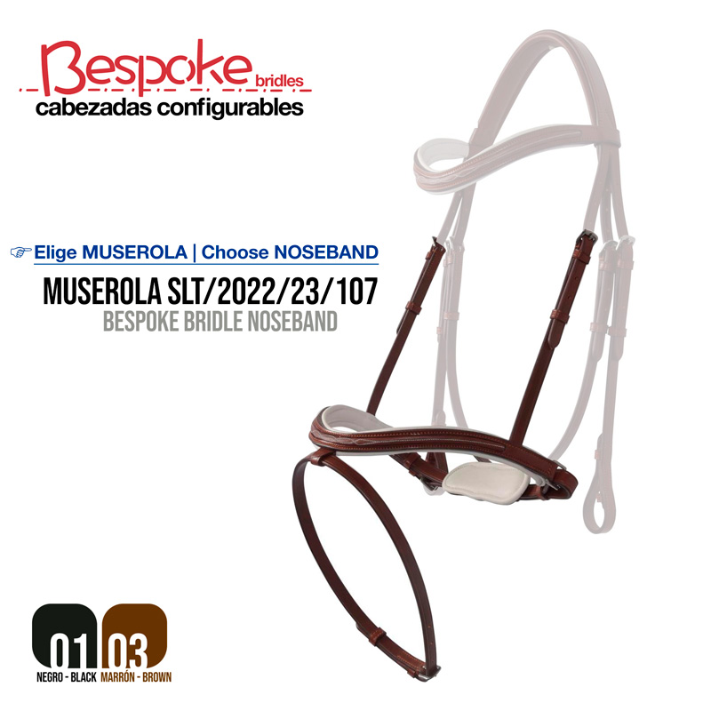 Cabresta castanha com almofadas bege e texto promocional da marca Bespoke