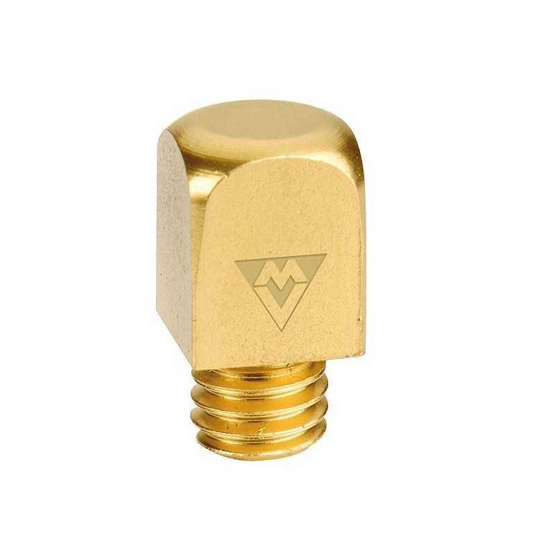 Parafuso dourado com cabeça quadrada arredondada e gravura MV