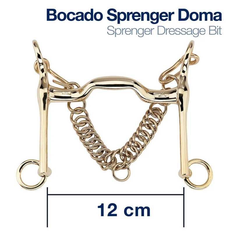 Bocado de equitação Sprenger Doma dourado com corrente e medida 12 cm