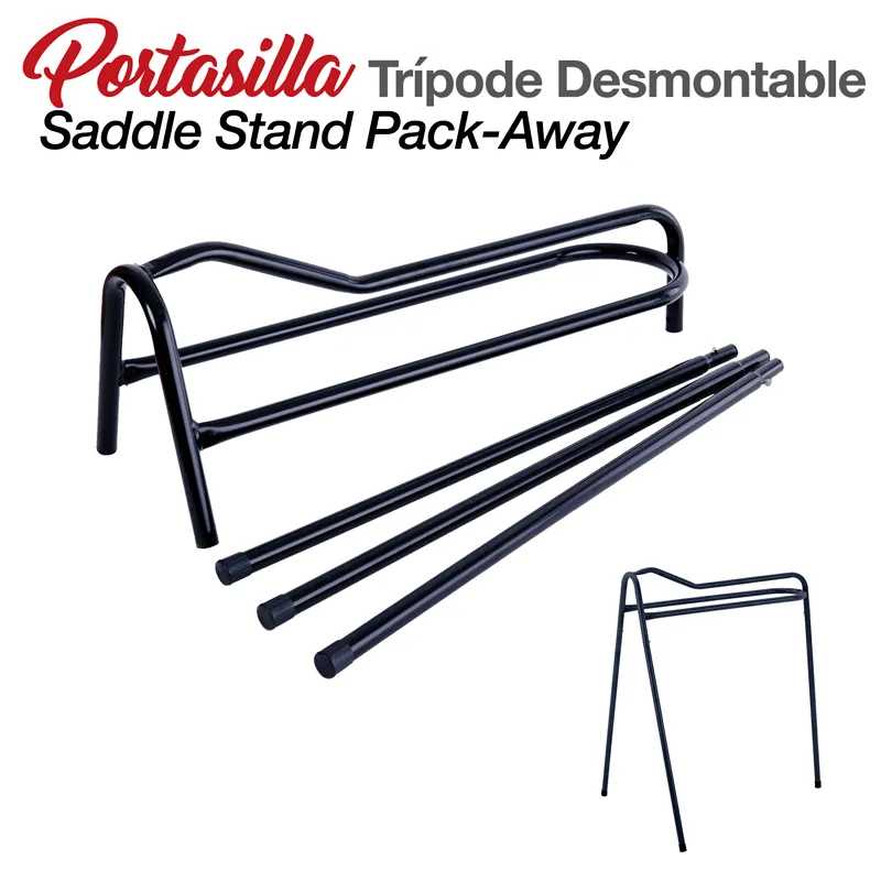 Portasilla Trípode Desmontable Saddle Stand Pack-Away estrutura metálica preta desmontável