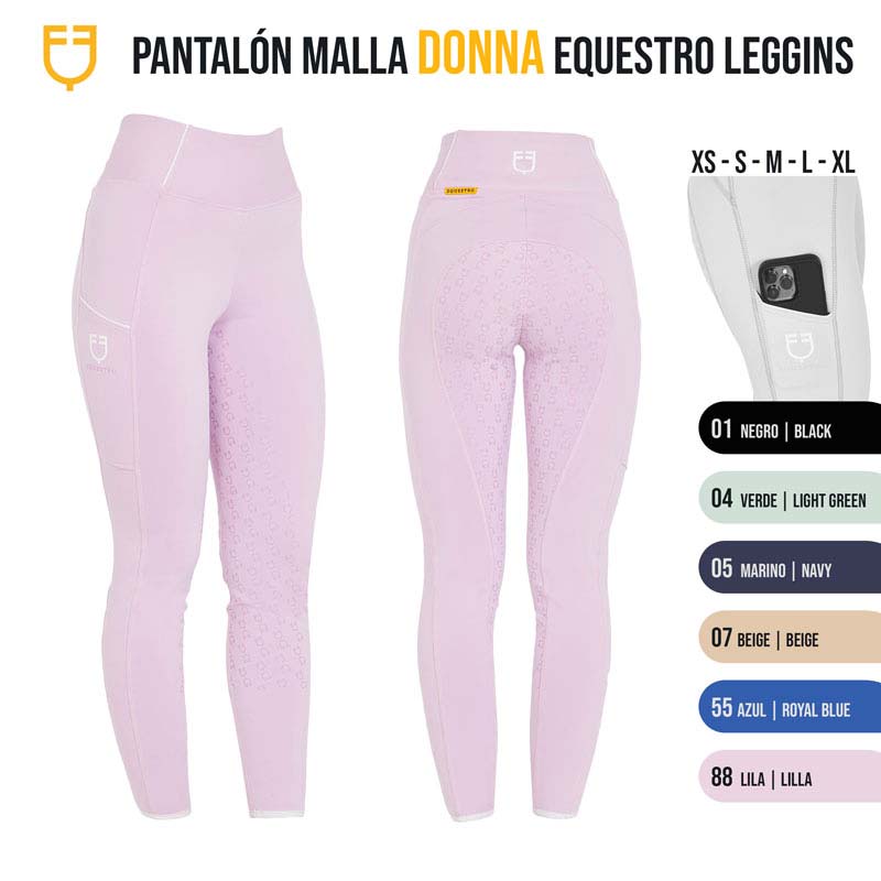 Leggings de equitação femininas lilás com logótipo branco e padrão antiderrapante