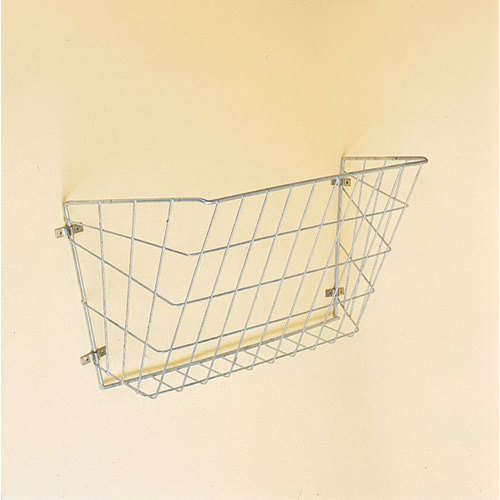 Cesto de arame metálico preso à parede creme