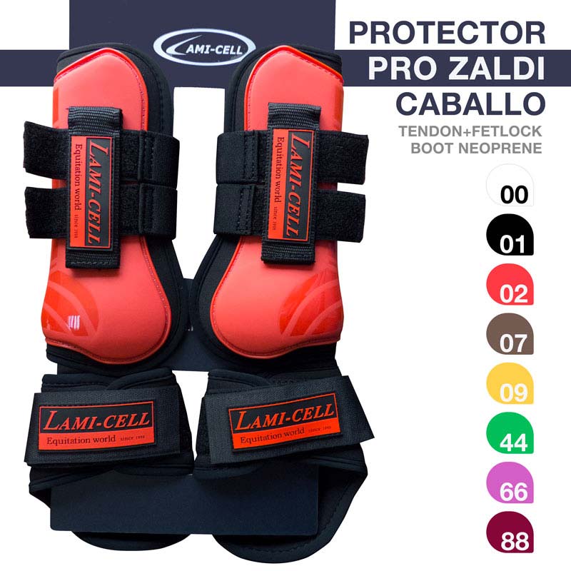 Protector PRO ZALDI para cavalo vermelho e preto de neopreno com velcro