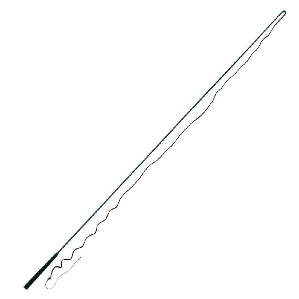 Cana de pesca preta com linha no fundo branco