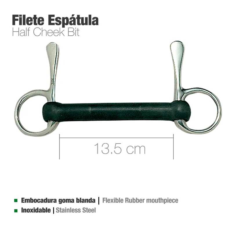 Filete espátula com boca em borracha preta e armação em aço inoxidável