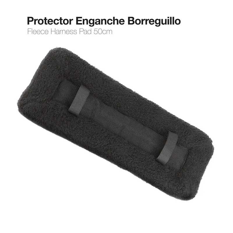 Protector Enganche Borreguillo 50cm preto com alças de tecido em fundo branco