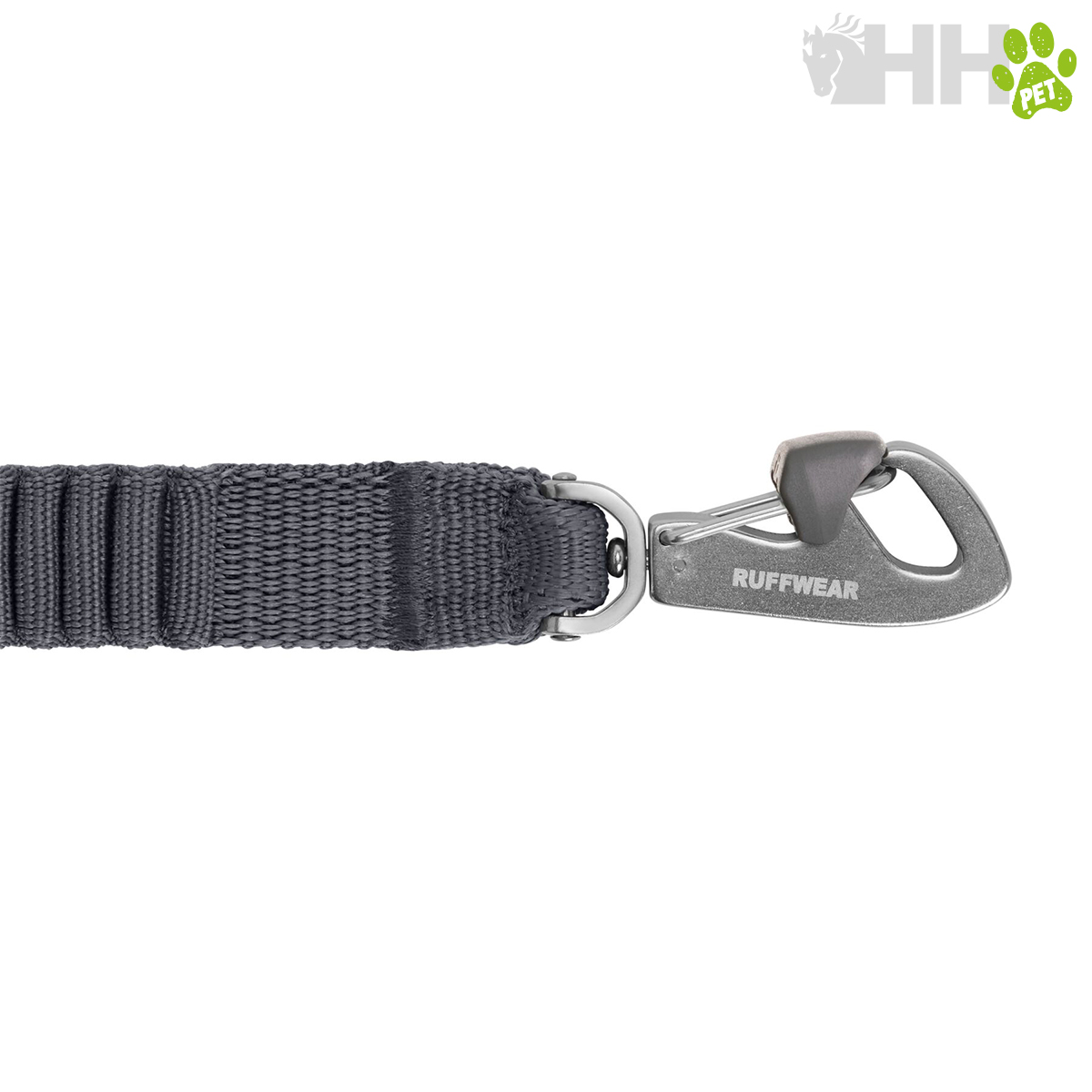Correia preta para cães com mosquetão metálico cinza RUFFWEAR