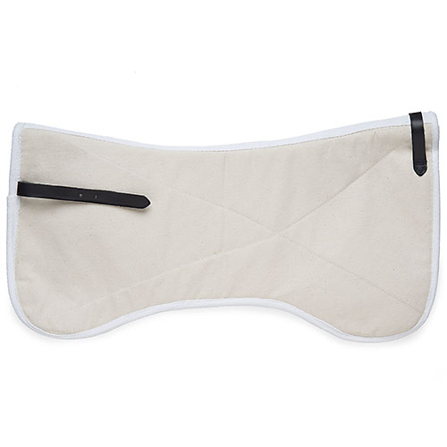 Suporte para sela de cavalo bege com bordas brancas e tiras pretas