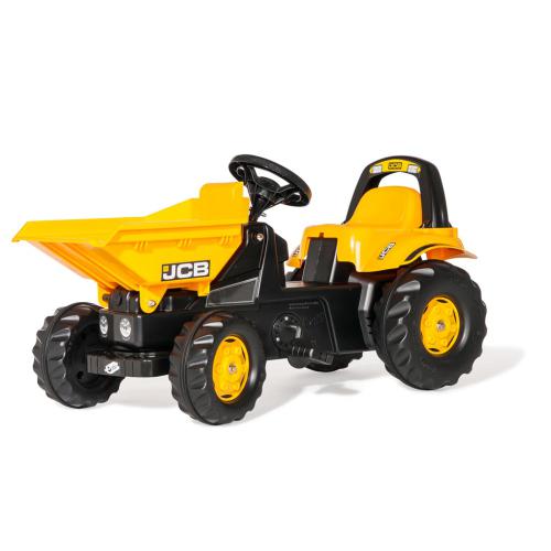 Carrinho de brinquedo estilo tractor amarelo e preto com logótipo JCB