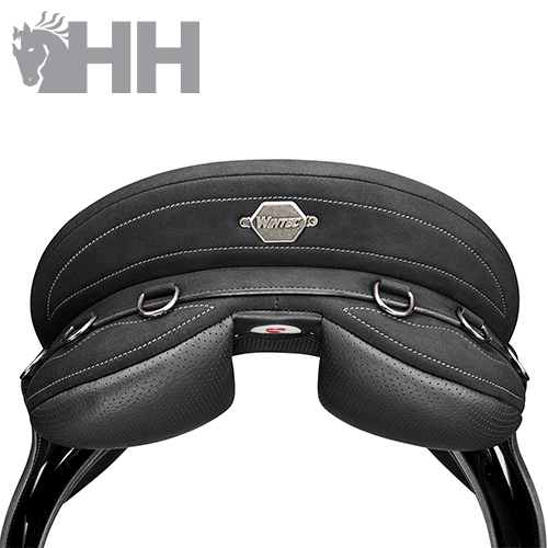 Sela de equitação preta com placa metálica 'WHITE'