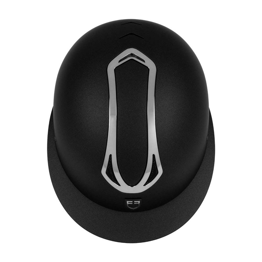 Capacete de equitação preto com faixa prateada