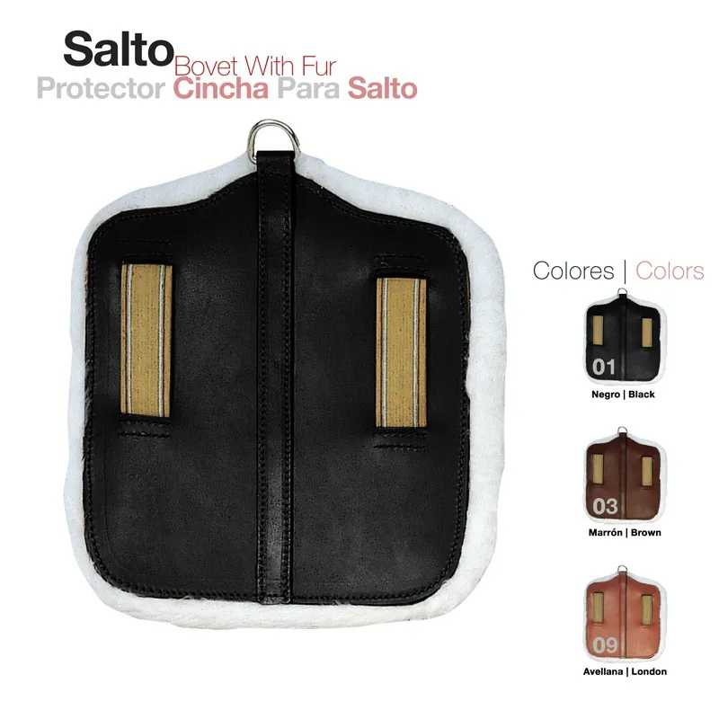 Protector para cincha de salto com pele em três cores e interior branco