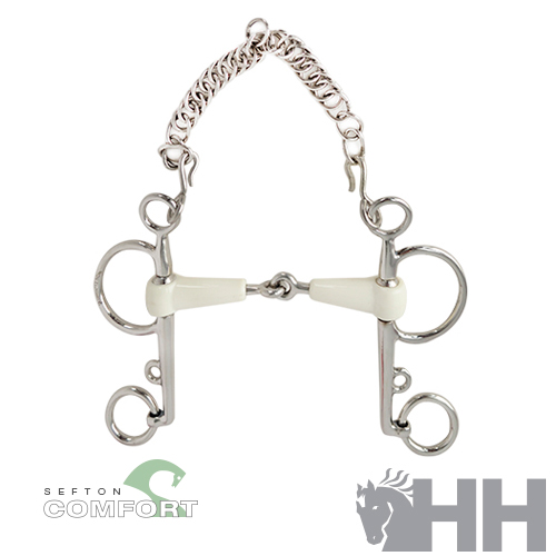 Enforcador metálico com bocal branco e argolas, com logótipos