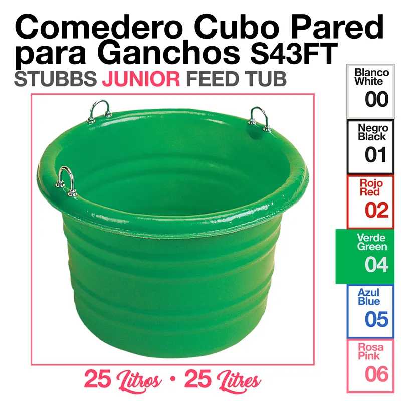 Comedero cubo verde para parede com argolas metálicas e capacidade de 25 litros