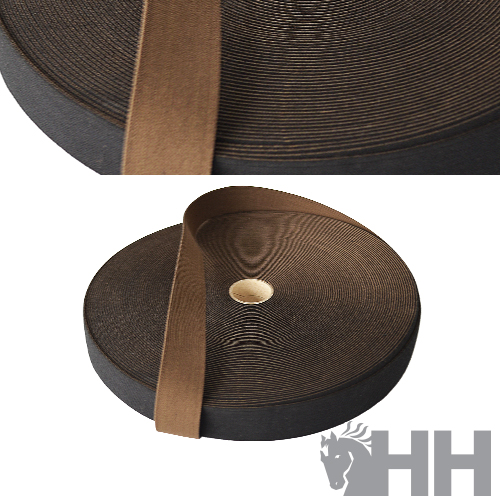 Rolo de fita têxtil castanha em tecido grosso