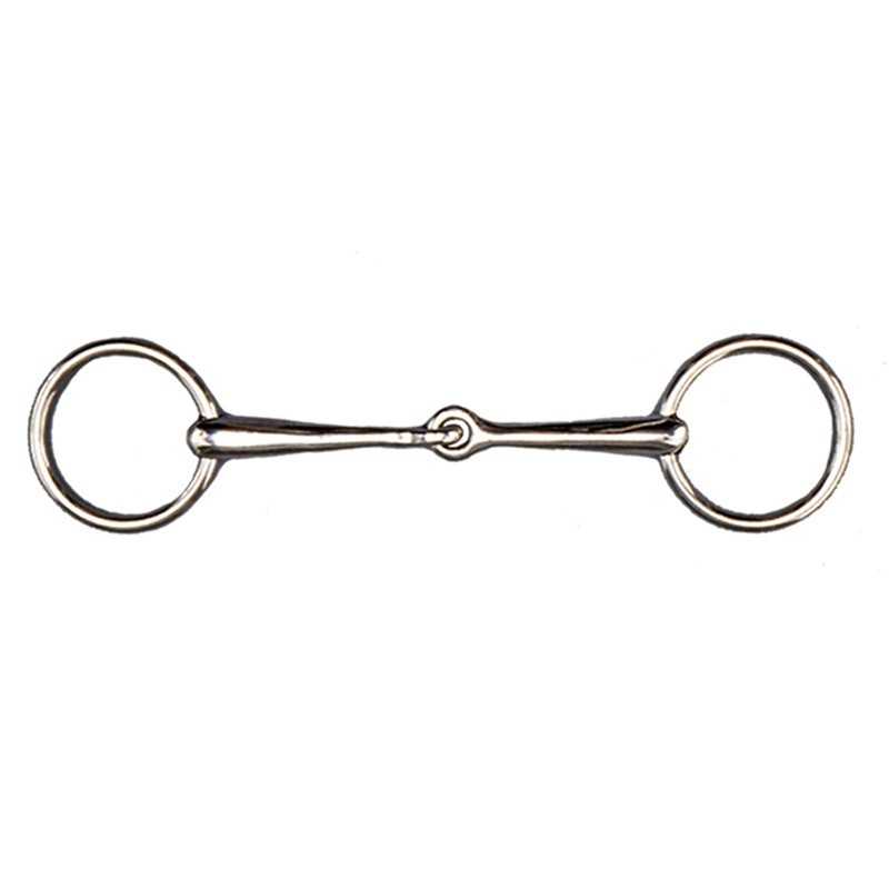 Freio de cavalo em metal prateado com duas argolas