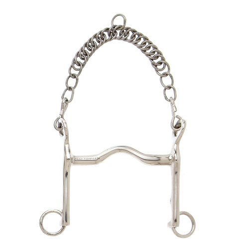Peça metálica cromada com corrente para equitação