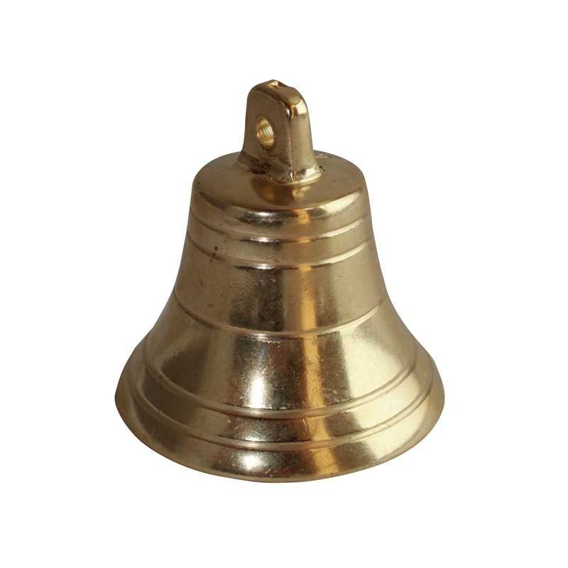 Sino dourado pequeno de metal com acabamento brilhante