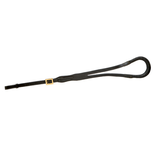 Correia de couro preta com fivela dourada