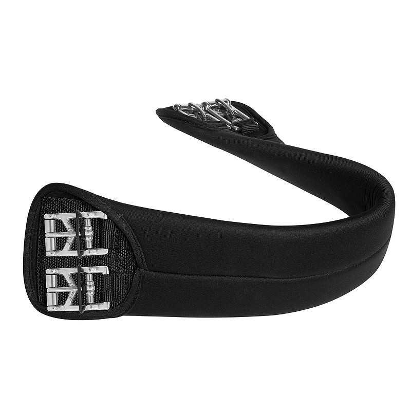 Cinta elástica preta para equitação com fivelas metálicas