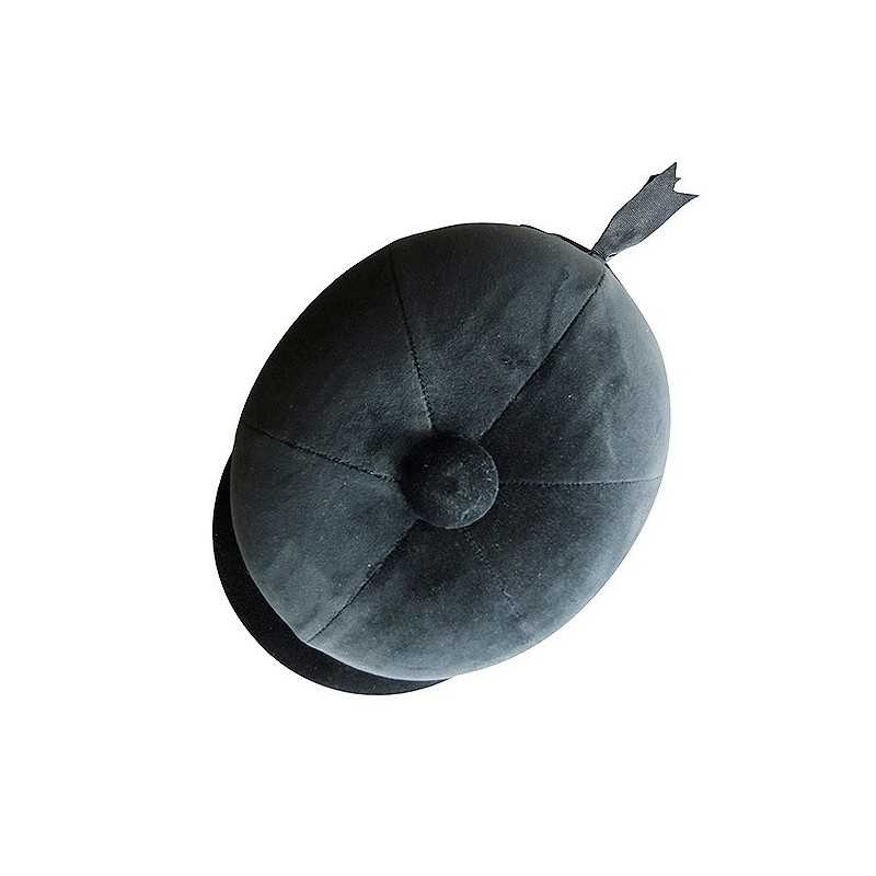 boina preta de tecido aveludado com detalhe em fita no topo