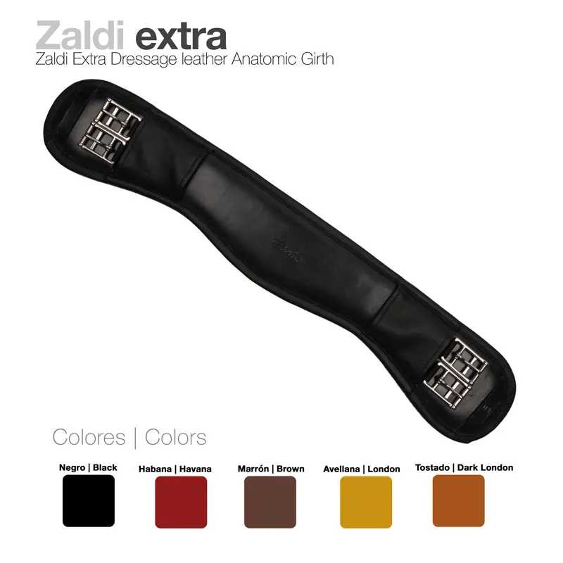 Cilha anatomic de couro preto para adestramento com fivela dupla metálica